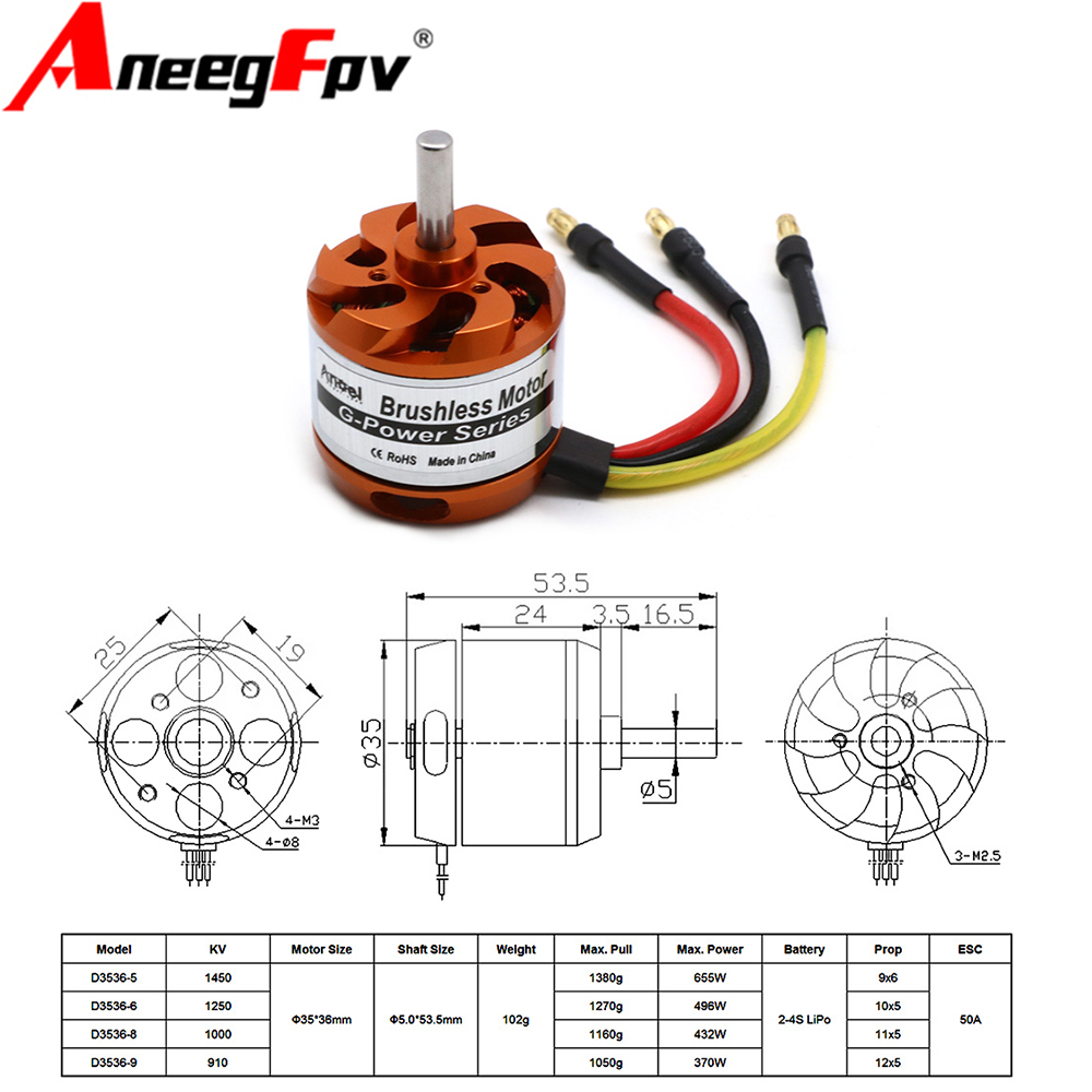 Rc Helicopter Mini - Moteur sans balais D3536 910KV 1000KV