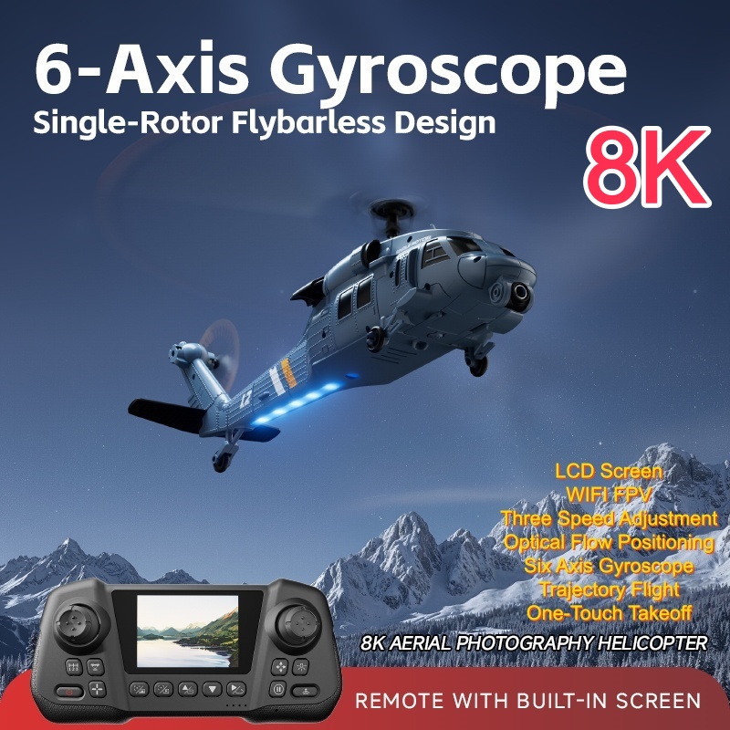 Rc Helicopter Single Rotor - Hélicoptère militaire télécommandé avec écran, gyro